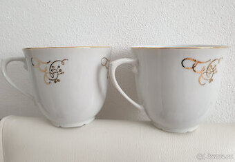 Porcelánové pozlacené hrníčky souprava 2ks
