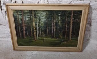 Starý obraz olej na sololitu 63x83 cm. Signováno Žák 72.