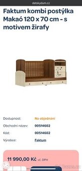 Kombinovaná dětská postel a postýlka