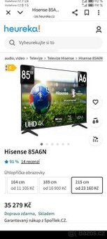 Prodám smart tv hisence 85-185cm