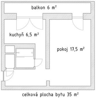 Pronájem bytu 1+1, 35 m², Hodonín, ul. P. Jilemnického