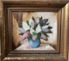 Josef Vondráček, obraz Šeříky, originál olej na plátně