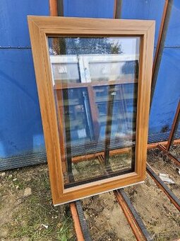 č.4 RODÁM OKNA 2ks FIXNÍ NOVÉ VEKA 82 dřevodekor