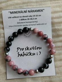 Minerální náramek Jadeit,Achat, Hematit
