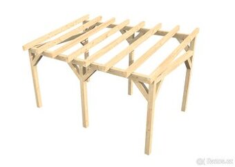 Dřevěná pergola / přístřešek z KVH – masivní konstrukce, CNC