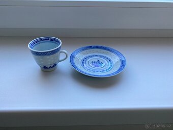 Nový retro malý šálek s podšálkem z číns. porc. - průhledné