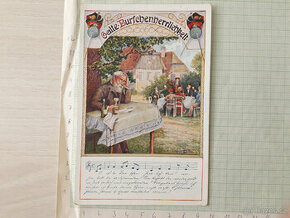 Calte Burschenherrlichkeit - malovaná pohlednice, Rakousko - 1