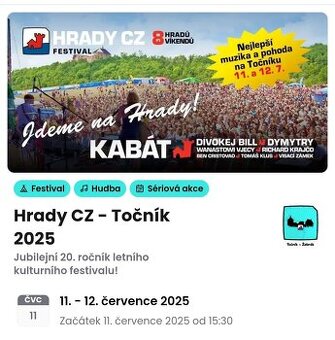 HradyCZ - Točník Pátek 2x celý festival 2x