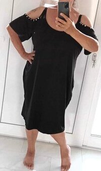 NOVÉ ♦ PRUŽNÉ SPOLEČENSKÉ ŠATY S KAMÍNKY ♦ VEL.52