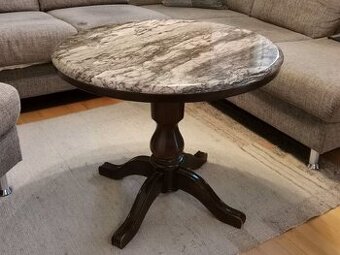Konferenční stolek kulatý s mramorovou deskou