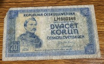 Státovka 20 korun z roku 1945,série LH - 1