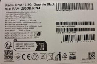 Xiaomi Redmi Note 13 (5G) 8GB 256GB Graphite Black - NOVÝ