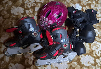 Dětské brusle Oxelo vel. 34-36, chrániče a helma