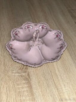velká trojmísa růžový porcelan