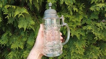 Starý sklěněný korbel do vaší sbírky. Výška 24cm, klrásný - 1