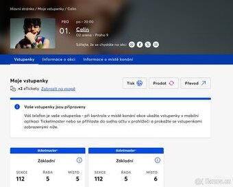 Vyprodaný CALIN - 2 lístky na sezení za původní cenu