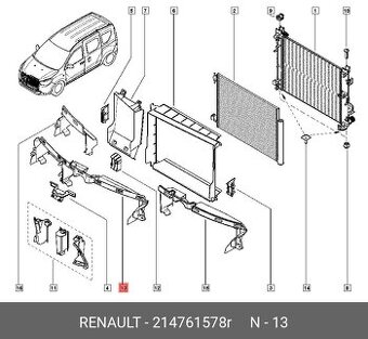 ORIGINÁLNÍ DÍL Centrální deflektor chladiče na dacia dokker/