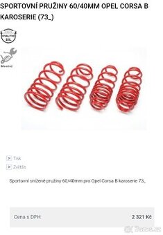 Sportovní pružiny Corsa B