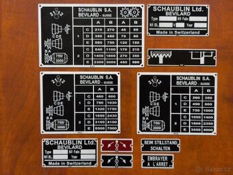 Štítky k soustruhům Schaublin