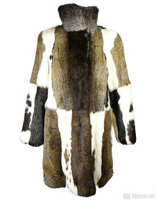 Pravý dámský hebký hnědosmetanový kožich Jánošík v.XXL