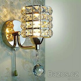 Luxus křišťál zlaté lampičky závěsné 2 kusy - 1