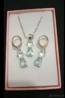 Nová stříbrná sada souprava šperků sada s kočkou kočičí 925