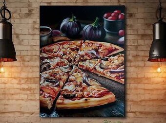 Realistická malba akrylem na plátně PIZZA