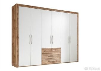 Skříň RONDELL 6D3Z šatní, 288cm wild oak / bílá