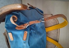 batoh RETRO , modrý , popruhy z kůže - 1