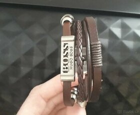 Hugo boss pánský kožený náramek značkový hnědý 21,5 cm nový