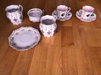 Růžový zlacený porcelán Rokoko H&C Československo