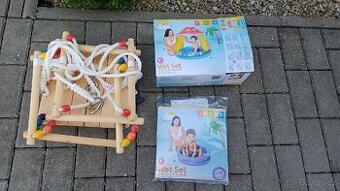 Dětská dřevěná houpačka + bazénky