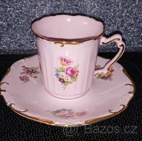 Růžový porcelán Leander 1946 pozlacený