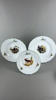 Talířová souprava,NOVÁ, myslivecký porcelán, MZ