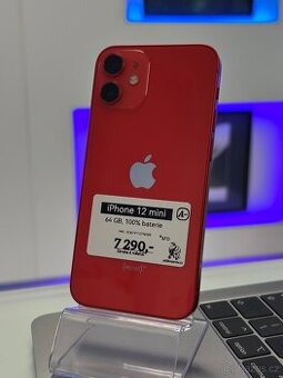 iPhone 12 mini - 64GB - 100% BAT - 6M ZÁRUKA - RED