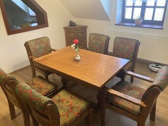 Rustikální jídelní stůl + židle - 1