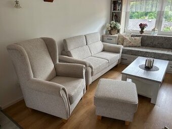 Sedací souprava s křeslem a podnožkou