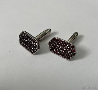 Manžetové knoflíky Ag, s českými granáty