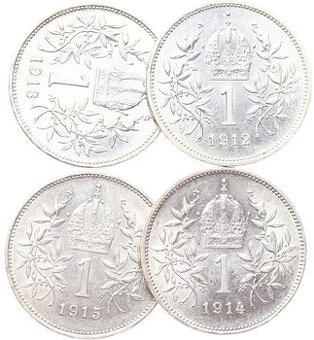 František Josef I. Konvolut Stříbrné mince 4ks. Stav -0/0- 