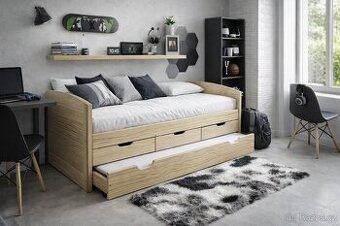 Postel multifunkční s přistýlkou masiv