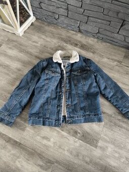 Riflová bunda s kožíškem vel. 128