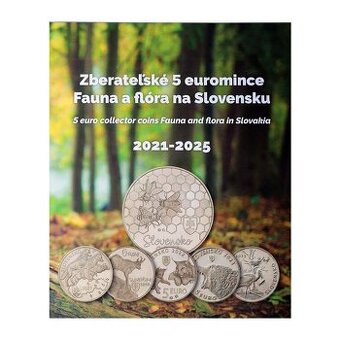sada pamětních oběžných 5 euro mincí SR v kazetě