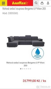 Predávame sedačku z Baumaxu rozbalení 14000