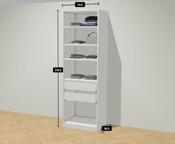 skříň, ikea pax, bílá, 75x58x236