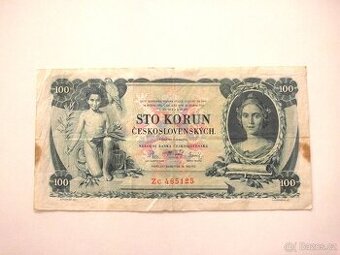 Bankovka 100 Kčs - 1931 - Vzácná poslední série ZC - 1