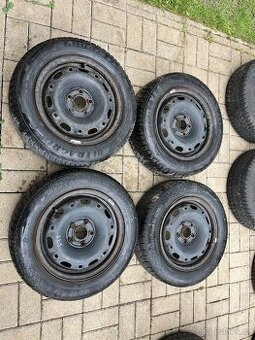 4x plechové disky 5x100 R14, zimní pneu 80%