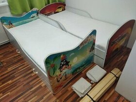 2ks dětská postel + šuplíky + matrace + chrániče - 1