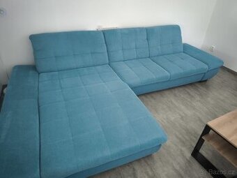 ROHOVÁ SEDAČKA, textil, tyrkysová