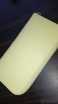 Kožená peněženka citronově žlutá - 1