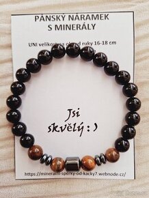 Pánský náramek z minerálů Onyx,Hematit,Tygří oko